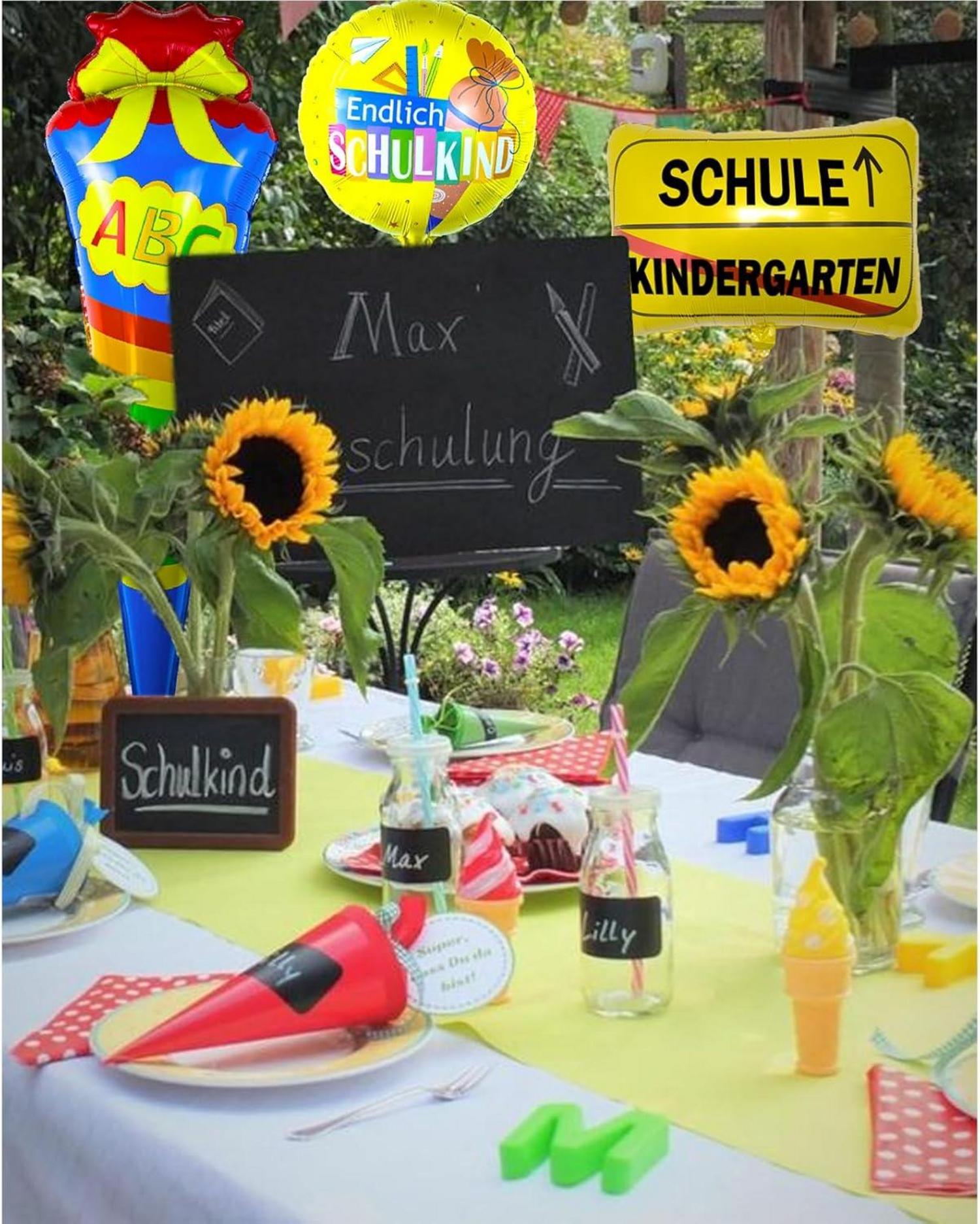 3er Set Folien Luftballons Schulanfang Verkehrsschild Zuckertüte