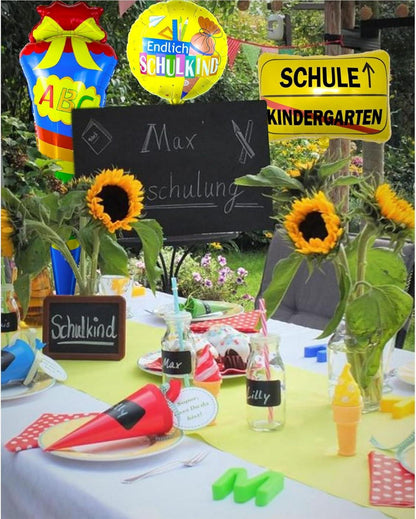 3er Set Folien Luftballons Schulanfang Verkehrsschild Zuckertüte