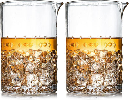 Cocktail Mixing Glass Set, 750ml Crystal Bar Pitcher 2 Pack