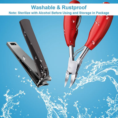 Robust Toenail Clippers Set for Ingrown Strong Toenails, Stainless Steel
