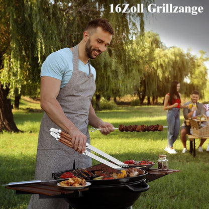 Grillbesteck Set aus Edelstahl 26 teilig grill zubehör