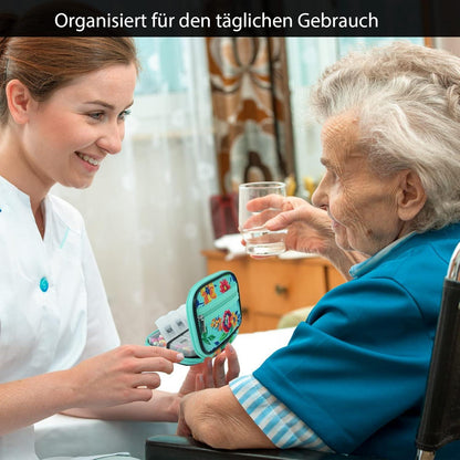 Tablettenbox 7 Tage Pillendose Medikamentenbox Stoffhülle – Grün