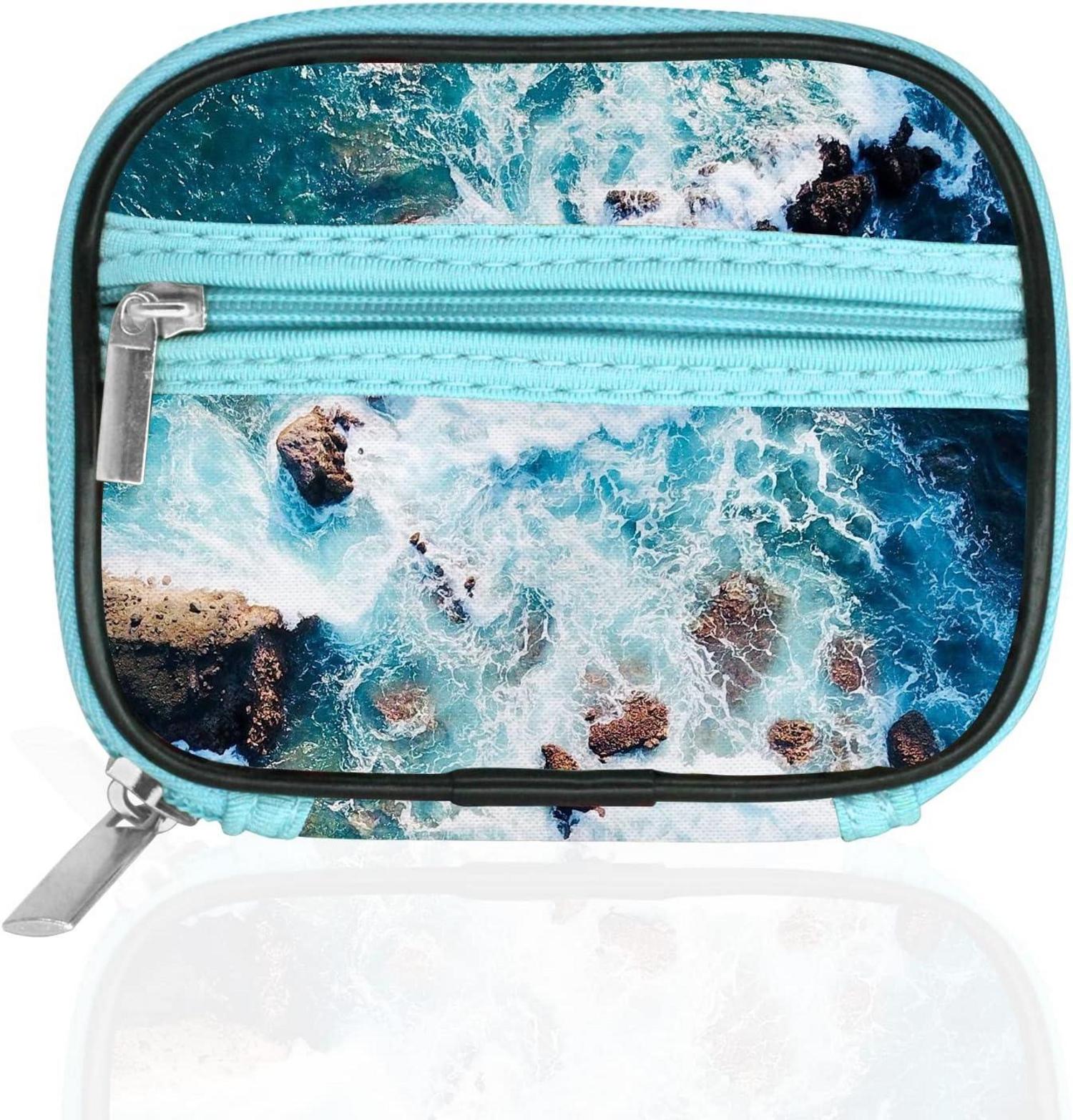 Tablettenbox 7 Tage Pillendose mit Reißverschluss Stofftasche - Blau