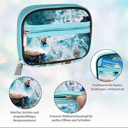 Tablettenbox 7 Tage Pillendose mit Reißverschluss Stofftasche - Blau