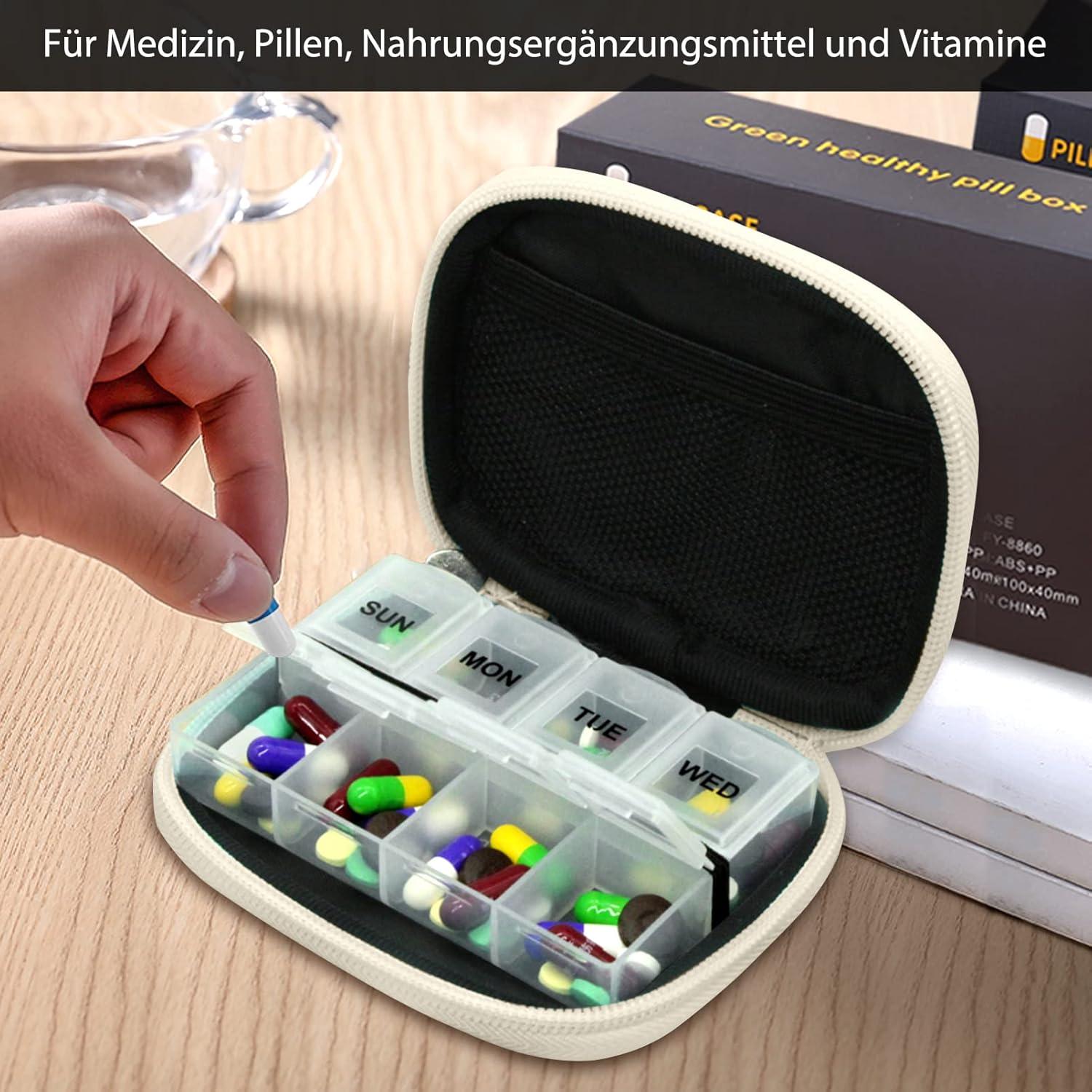 Tablettenbox 7 Tage Medikamentenbox Reißverschluss Stofftasche Blüte 01