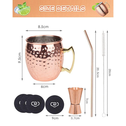 Moscow Mule Becher Set 4er mit Zubehör, Kupferoptik