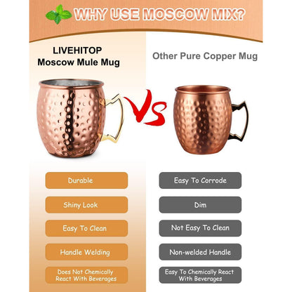 Moscow Mule Becher Set 4er mit Zubehör, Kupferoptik