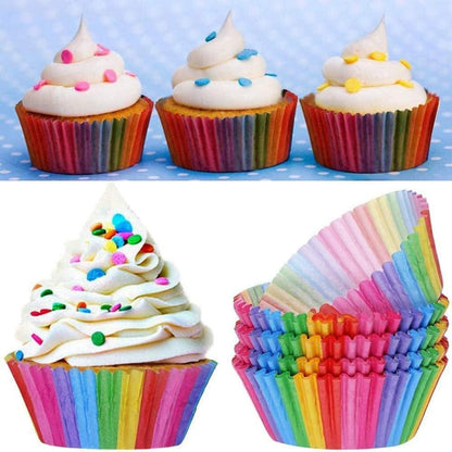 200 Stück Regenbogen Cupcake Wrapper Muffinförmchen Papier Fällen