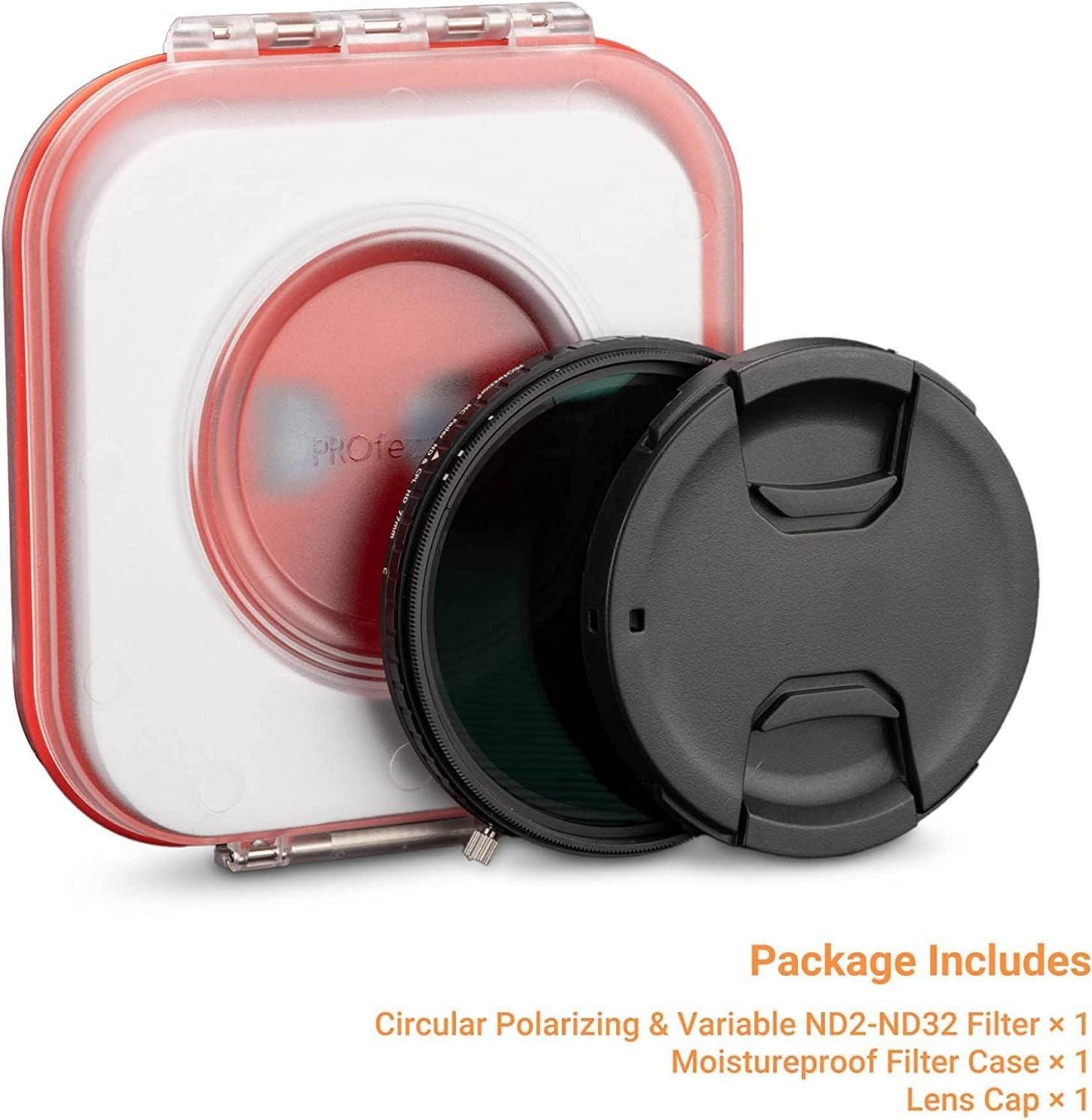 PROfezzion 72mm Variabler ND CPL Filter 2 in 1 für Kamera