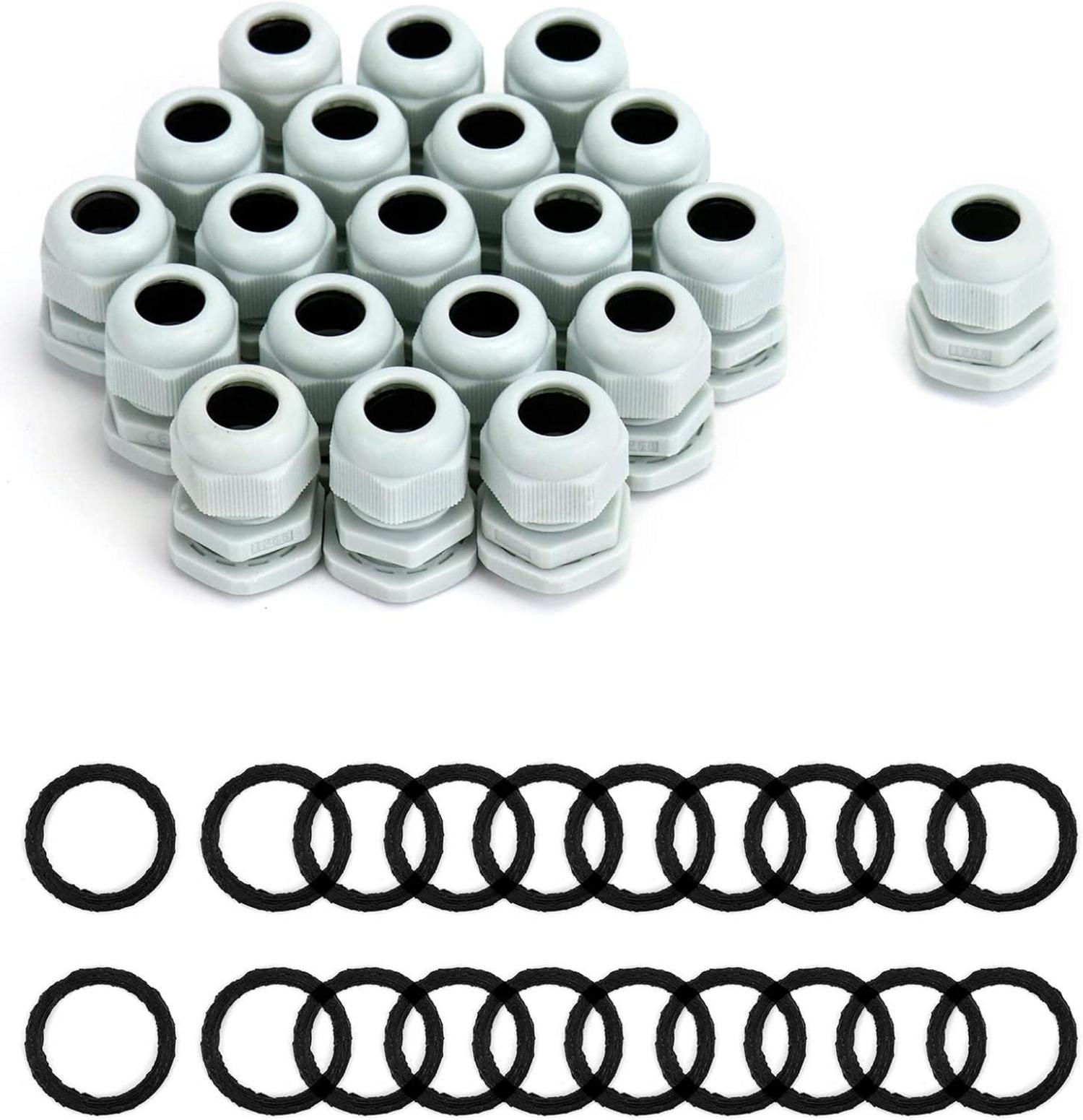 20er Set QWORK Kabelverschraubung M20x1.5 wasserdicht Kunststoff