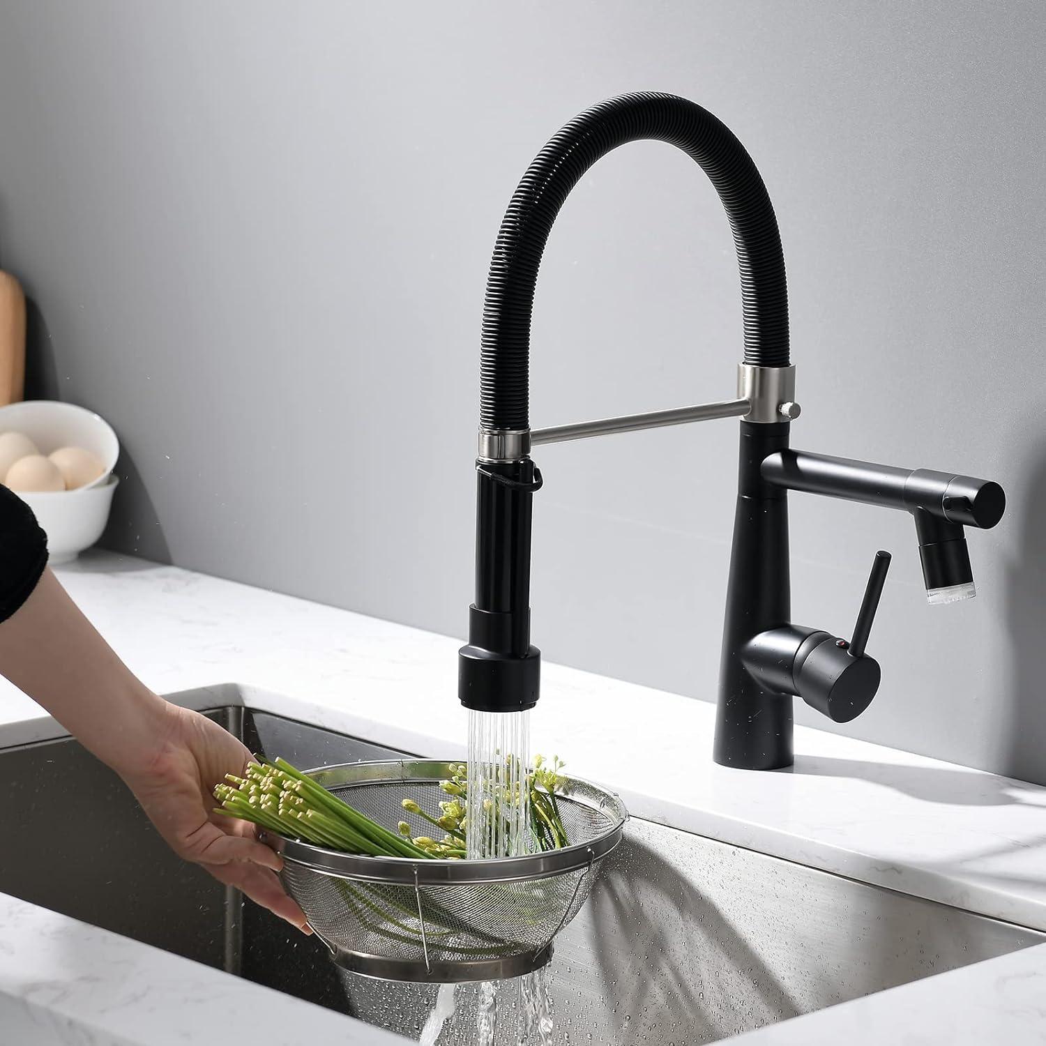 LED Schwarz Wasserhahn Küche mit Schloss Brause Ausziehbar