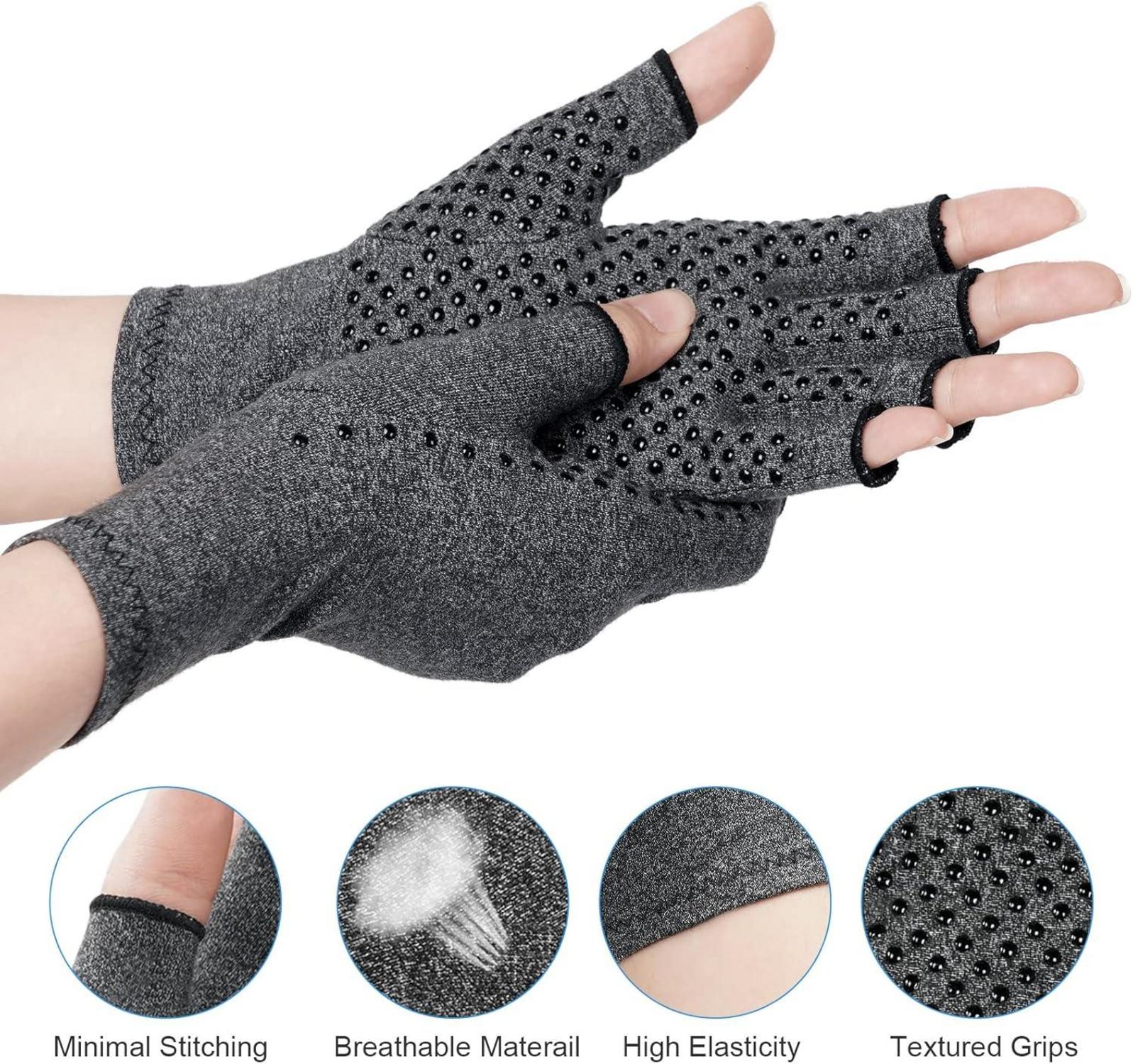 ACWOO Arthritis Kompressionshandschuhe Fingerlose Schwarz L