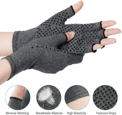 ACWOO Arthritis Kompressionshandschuhe Fingerlose Schwarz L