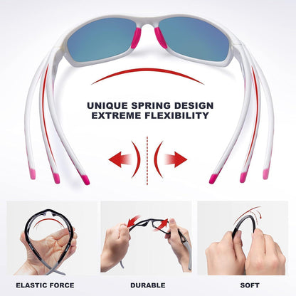 Sport Sonnenbrille Polarisierend Herren TR90 Weiß-Pink
