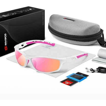 Sport Sonnenbrille Polarisierend Herren TR90 Weiß-Pink