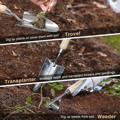 WORKPRO Gartenwerkzeug Set 8-in-1 Rosa Gartengeräte Edelstahl Aufbewahrungstasche