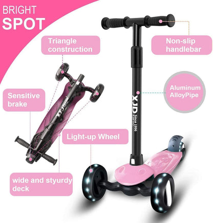 Kinderroller 3 LED Rädern Richtungssperre Verstellbar Rosa