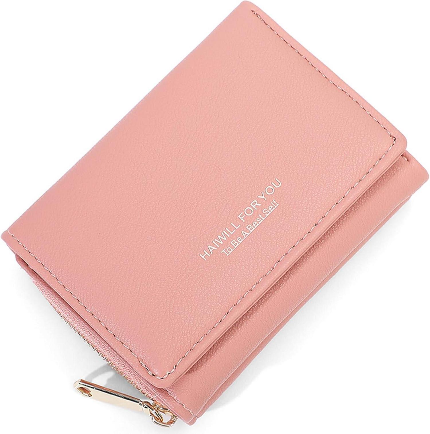 Geldbörse Damen Klein mit Münzfach und Kartenfächern Rosa