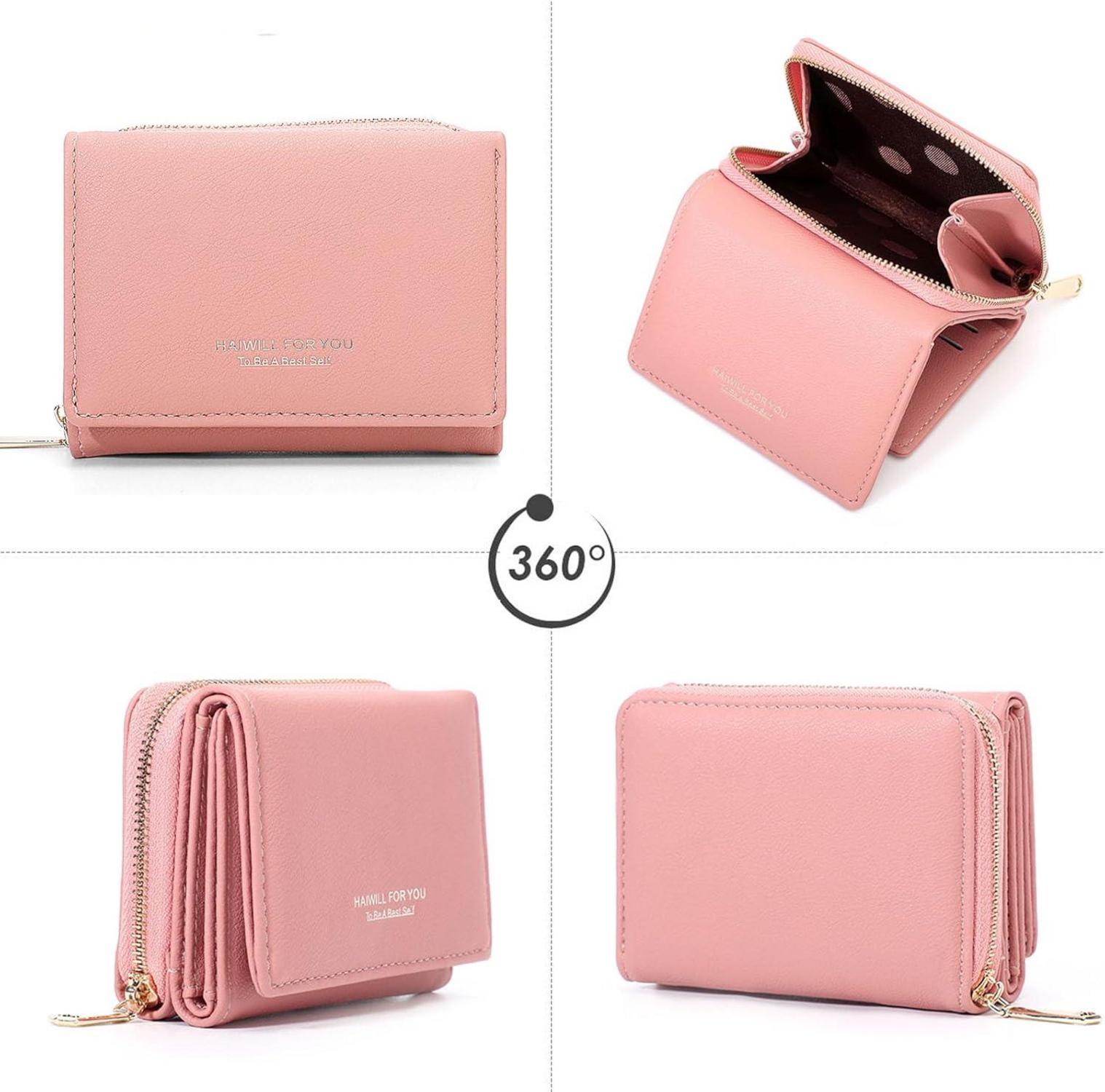 Klein Geldbeutel Damen PU Leder Rosa - Münzfach, 7