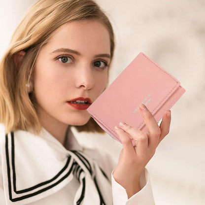 Geldbeutel Damen Klein PU Leder mit Münzfach 7 Kartenfächern Rosa