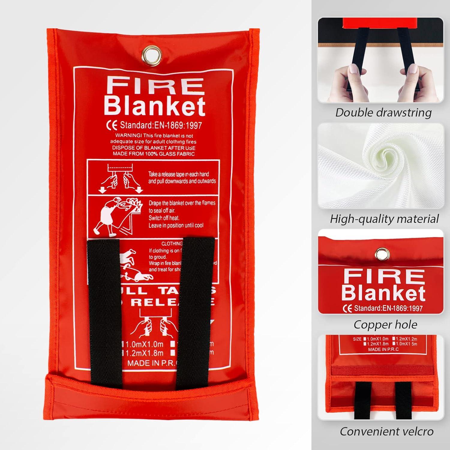 Feuerlöschdecke 1m x 1m Glasfaser Brandschutzdecke DIN EN 1869:2019