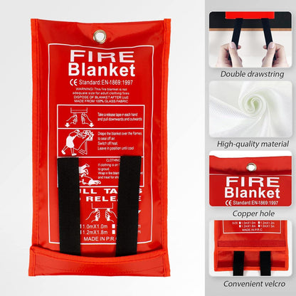 Feuerlöschdecke 1m x 1m Glasfaser Brandschutzdecke DIN EN 1869:2019