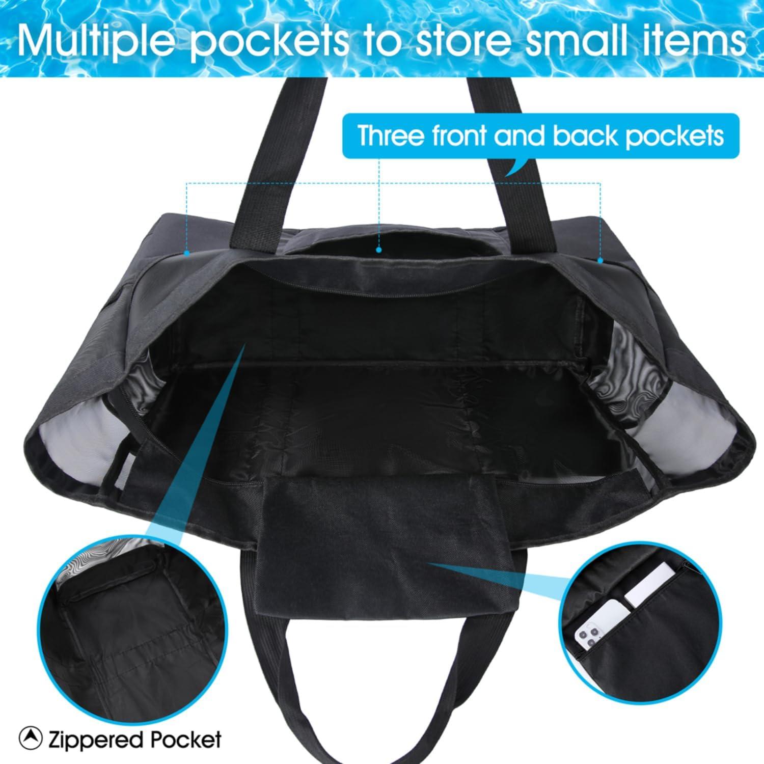 Lubardy XXL Strandtasche für Damen mit Reißverschluss und Mesh-Design