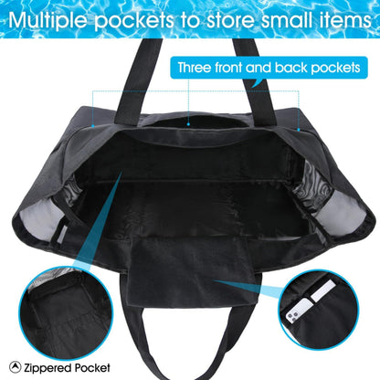 Lubardy XXL Strandtasche für Damen mit Reißverschluss und Mesh-Design
