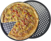 Perforiertes Pizzablech 36cm 2er Set Karbonstahl antihaft rund