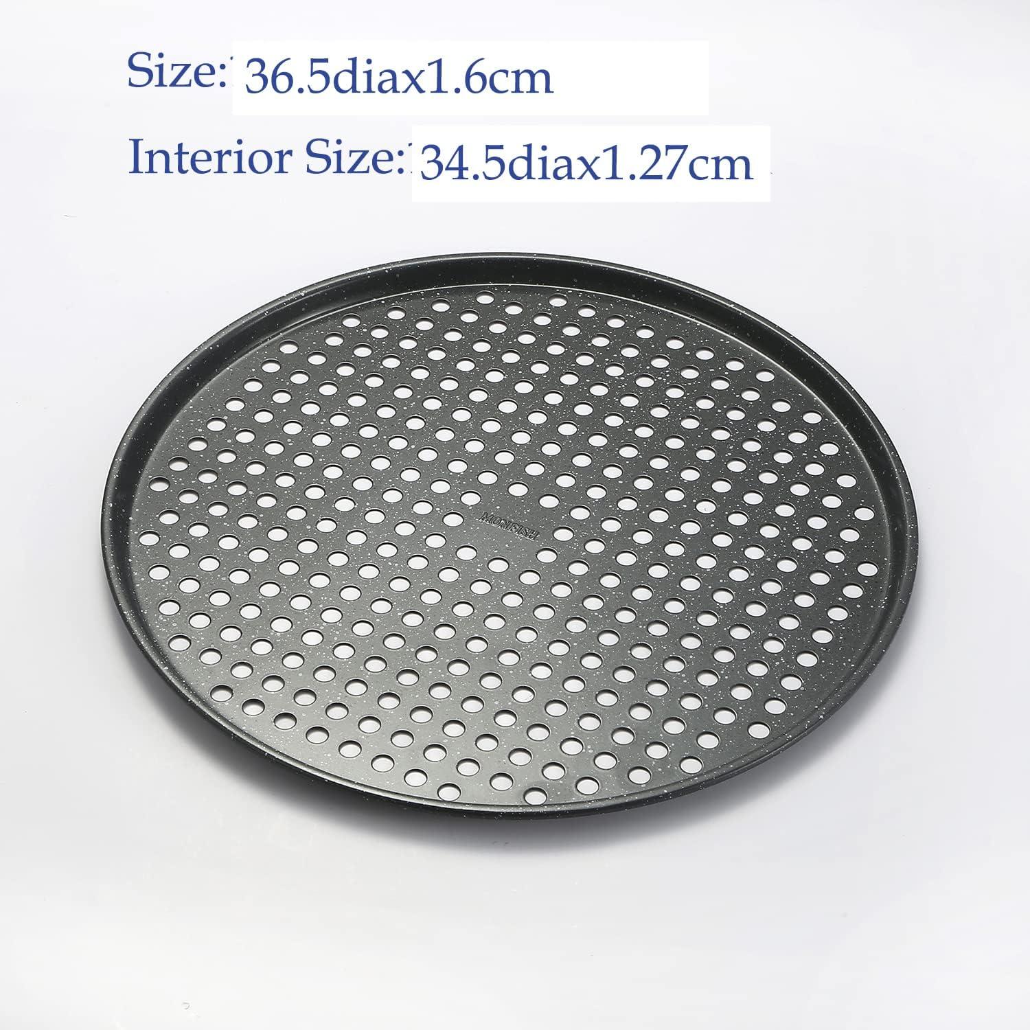 Perforiertes Pizzablech 36cm 2er Set Karbonstahl antihaft rund