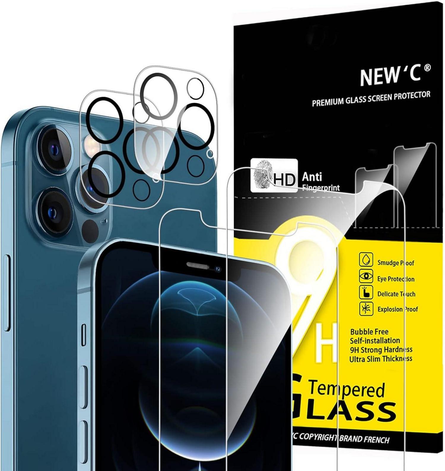 Panzer Schutzglas für iPhone 12 Pro + Kamera Schutzglas