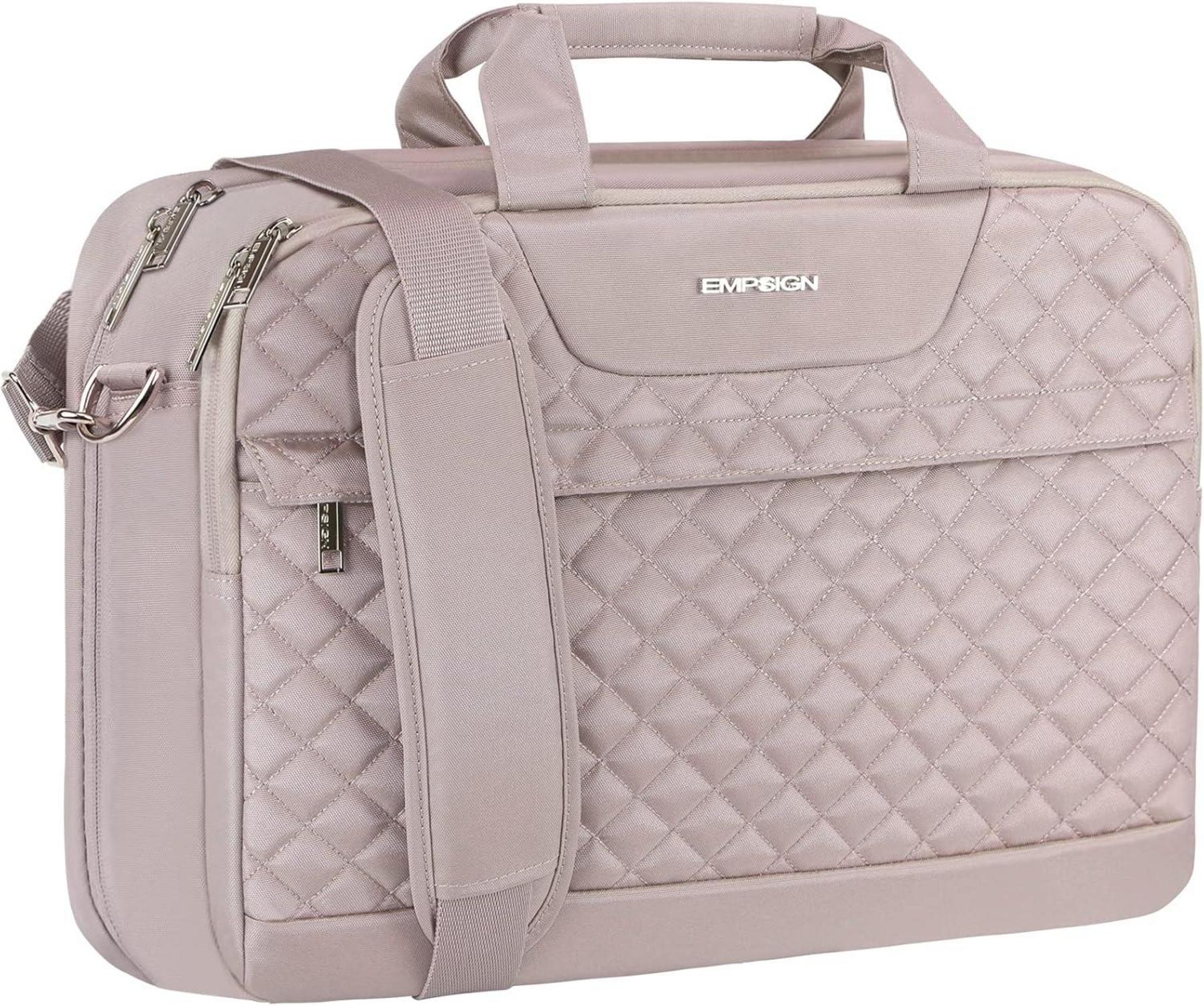 EMPSIGN Laptoptasche 17 Zoll Damen Wasserdicht Rosa Steppmuster