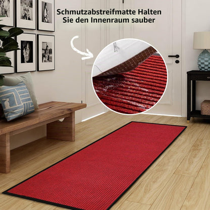 Läufer Teppich 90x300cm rutschfest, Streifenmuster rot