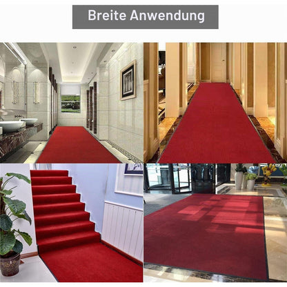 Läufer Teppich 90x300cm rutschfest, Streifenmuster rot