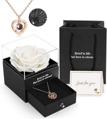 Ewige Rose mit I Love You Halskette in Geschenkbox
