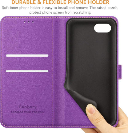 Handyhülle iPhone SE 2022 5G SE 2020 7/8 Leder Violett Standfunktion