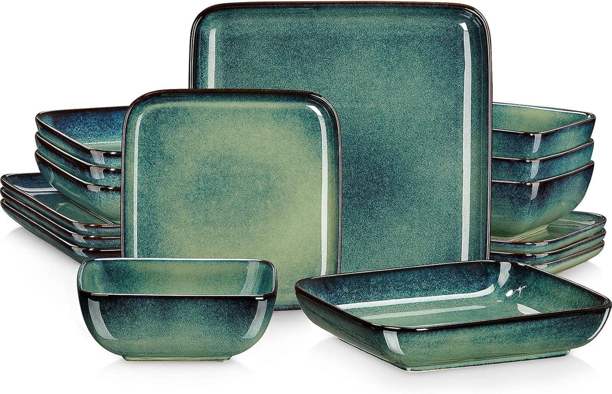 Quadratisches Steinzeug Tafelservice Set, 16-teilig STERN Kombiservice
