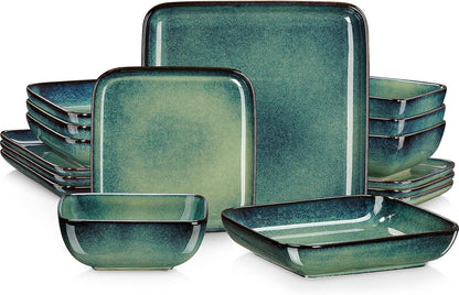 Quadratisches Steinzeug Tafelservice Set, 16-teilig STERN Kombiservice