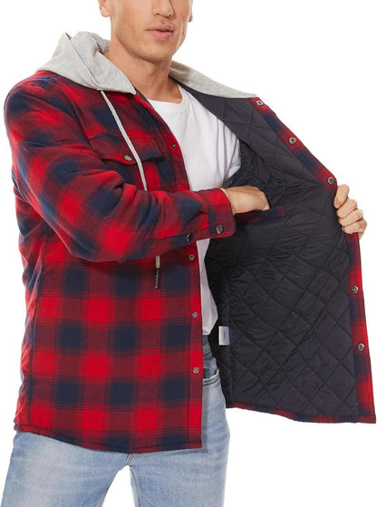 Kariertes Hemdjacke Winter Baumwolle Gefüttert Hoodie Warme