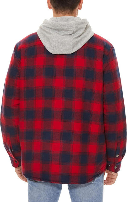 Herren Kariertes Thermohemdjacke Holzfällerhemd Baumwolle Casual Hemd XXL