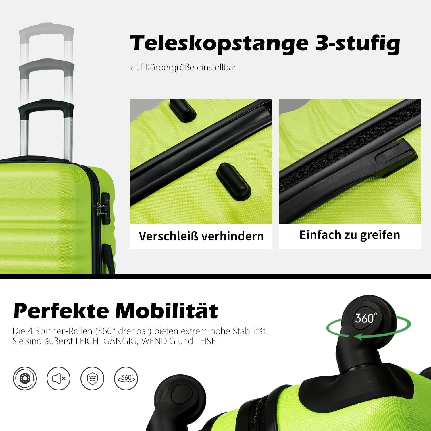 COOLIFE Hartschalen-Koffer Trolley Rollkoffer 4 Rollen TSA Schwarz