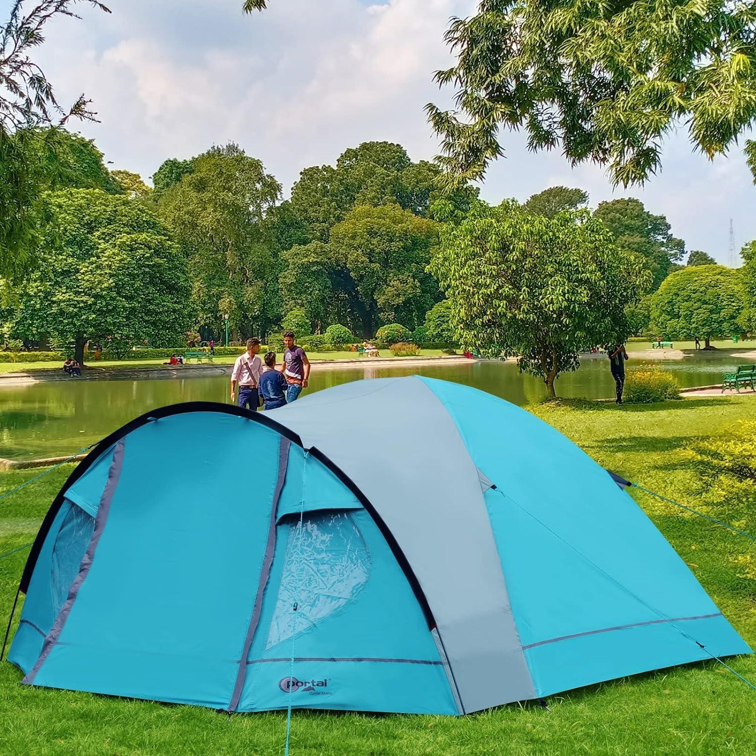 Portal Zelt 4 Personen Camping wasserdicht Kuppelzelt mit Vorzelt
