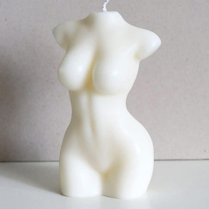 Große Body Kerze aus Soja Bienenwachs - Handmade in Weiß 180g 12x8x5cm