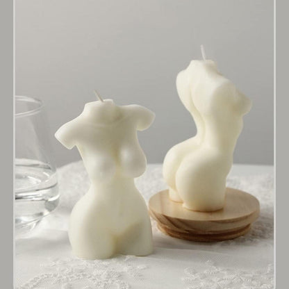 Große Body Kerze aus Soja Bienenwachs - Handmade in Weiß 180g 12x8x5cm