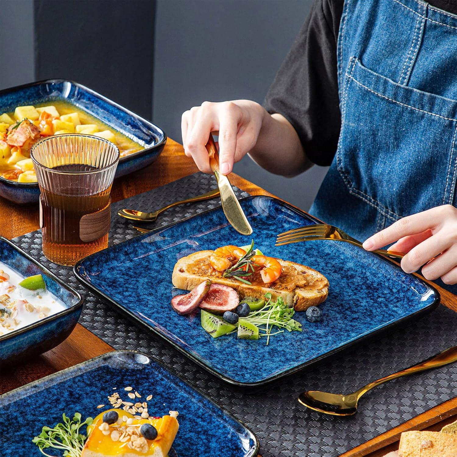 Vancasso STERN Tafelservice Set 48-teilig Steinzeug blau quadratisch
