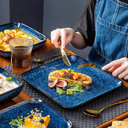 Vancasso STERN Tafelservice Set 48-teilig Steinzeug blau quadratisch