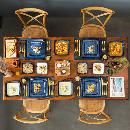 Vancasso STERN Tafelservice Set 48-teilig Steinzeug blau quadratisch