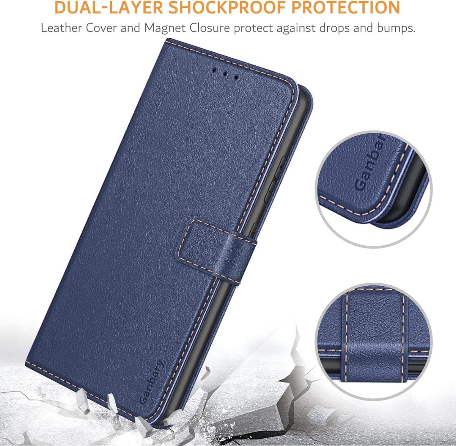 Samsung Galaxy A52 A52s 5G Handyhülle Leder Flipcase Blau Magnetverschluss