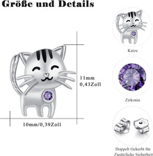 Katze Ohrstecker 925 Sterling Silber Hypoallergen Birthstone