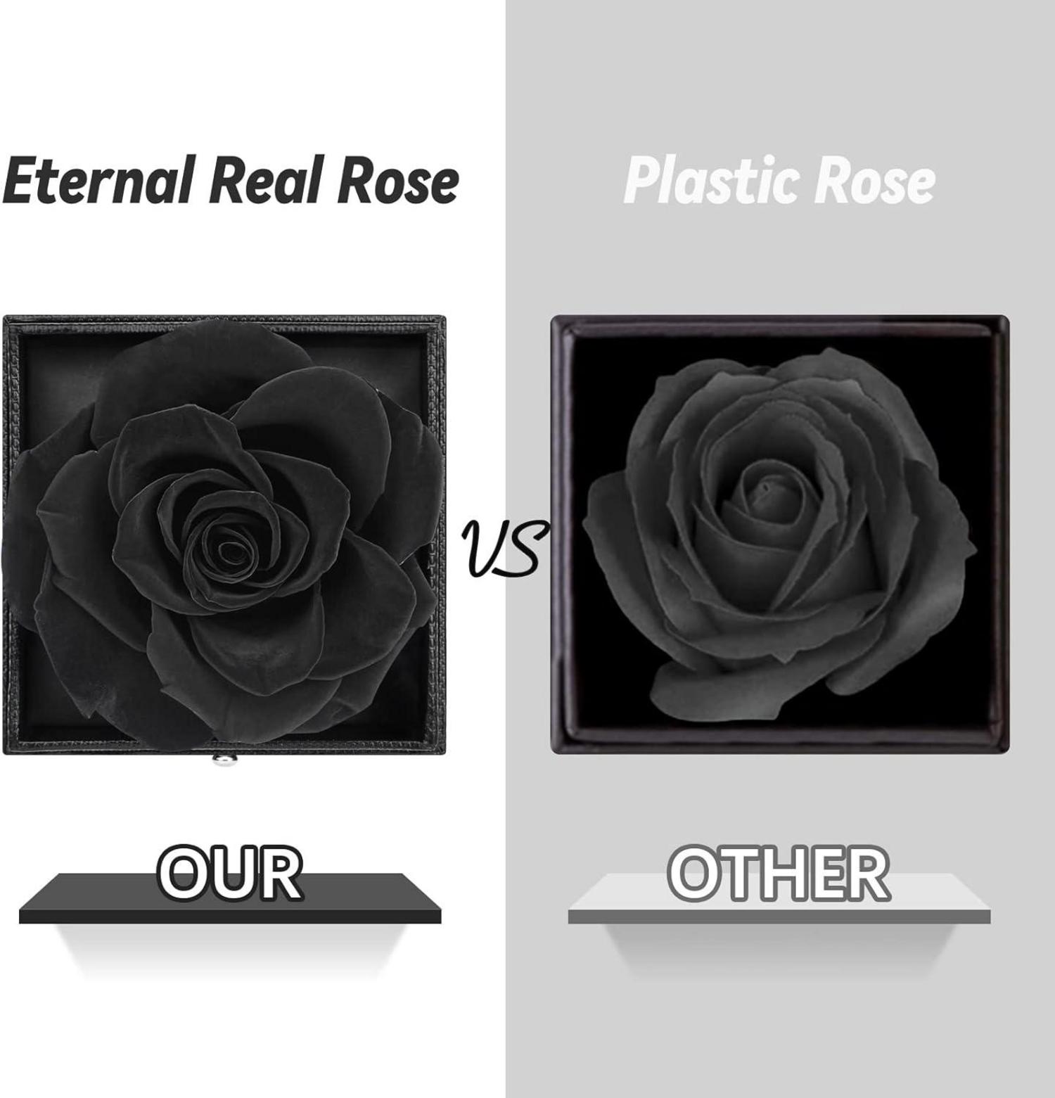 Ewige echte Rose mit I Love You Halskette in Geschenkbox